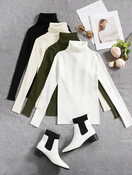 PACK OF 4 HIGH NECKS ( OLIVE GREEN, WHITE , OFFWHITE, BLACK)
