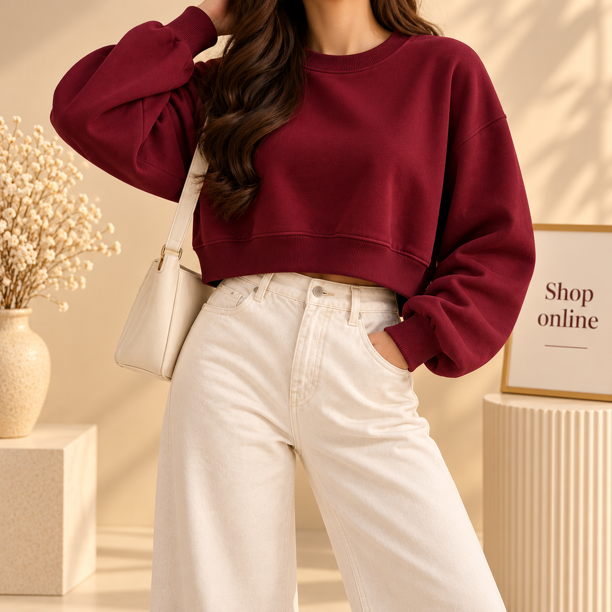 Basic Maroon Crop sweatshirt