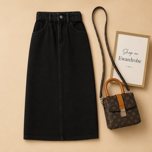 Black Denim Skirt