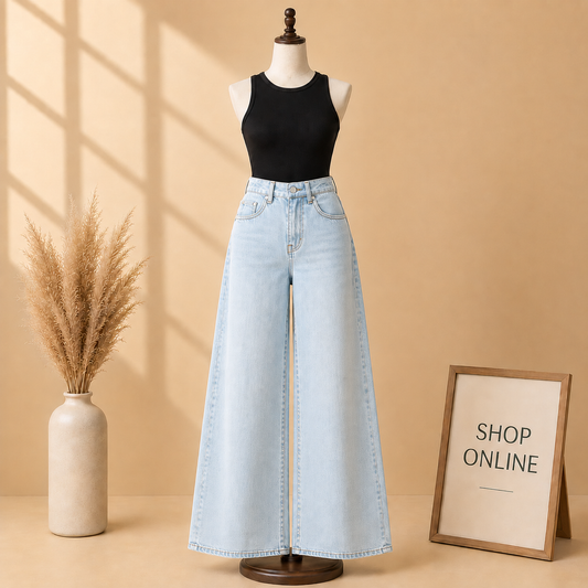 Ice Blue Wide Leg Jeans