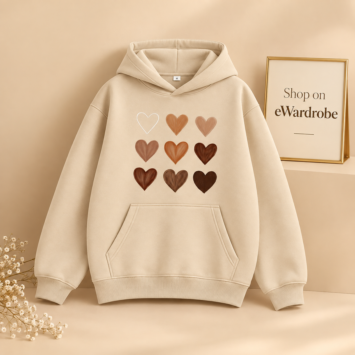 Brown Hearts Hoodie