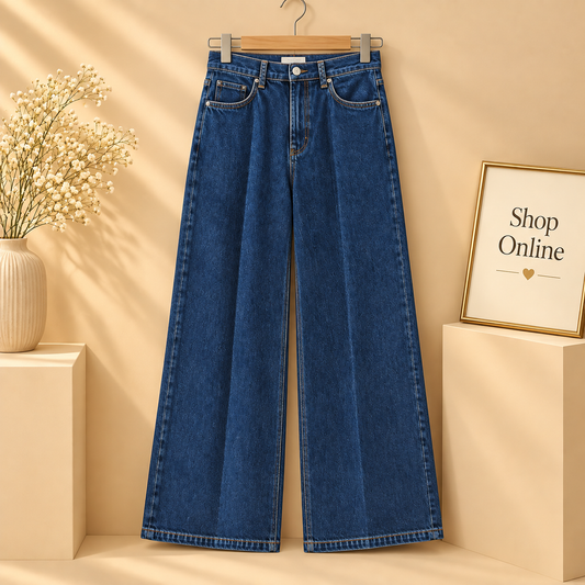 Dark Blue Wide Leg Jeans