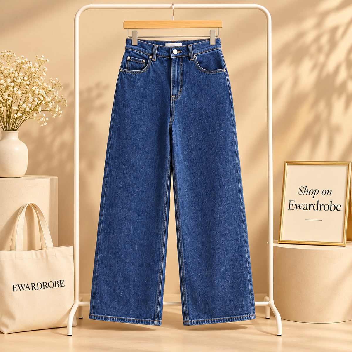 Dark Blue Wide Leg Jeans