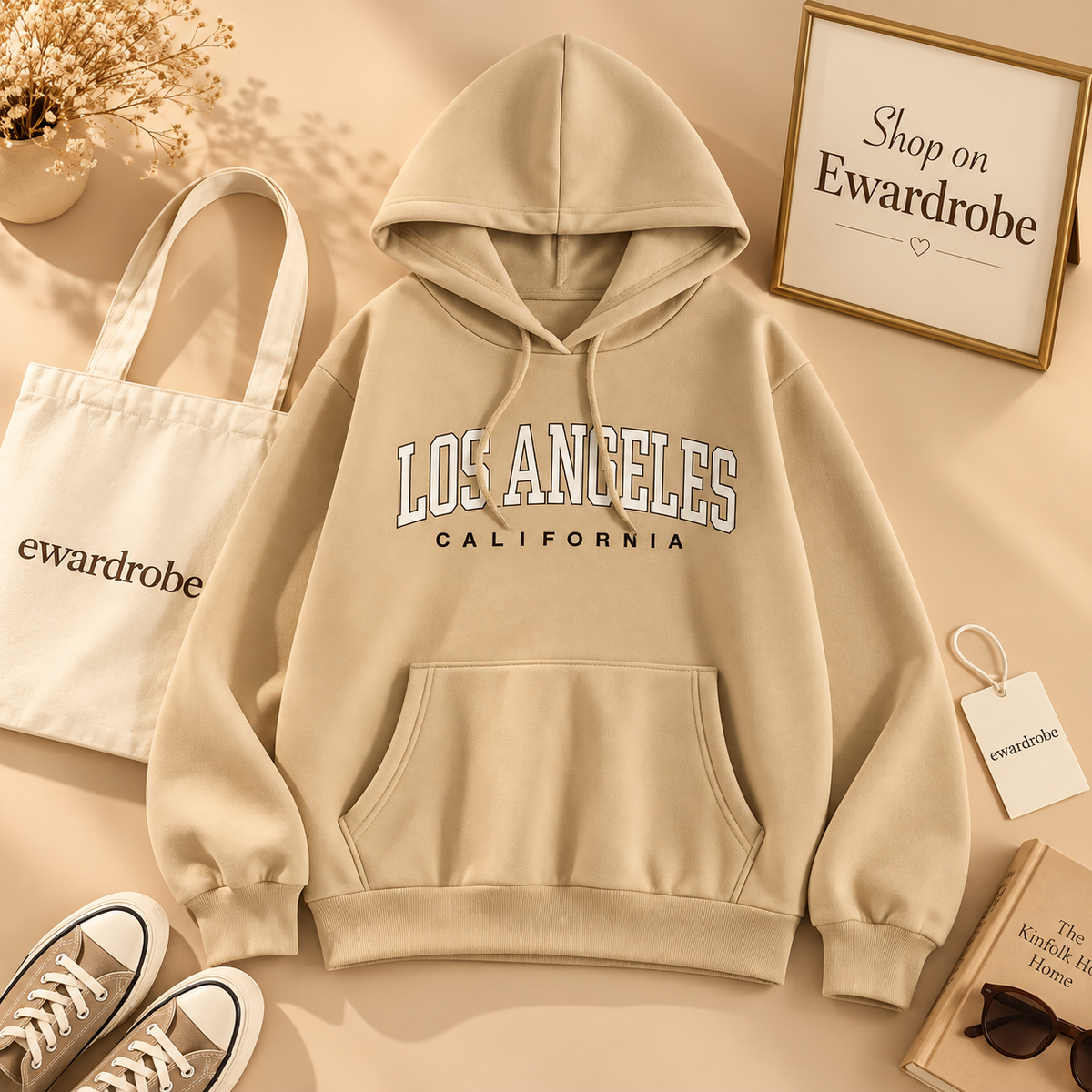 Beige Los Angles Hoodie