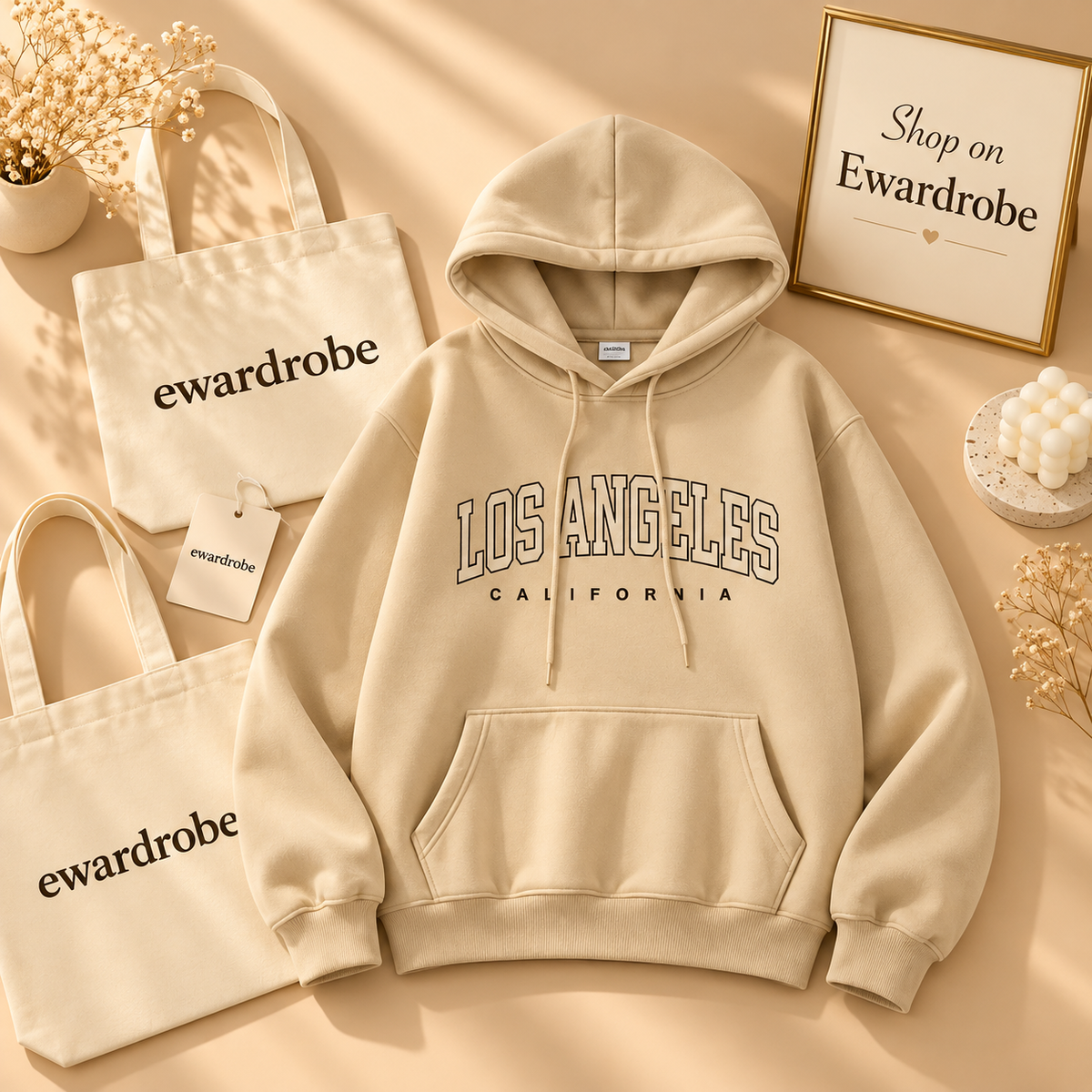 Beige Los Angles Hoodie