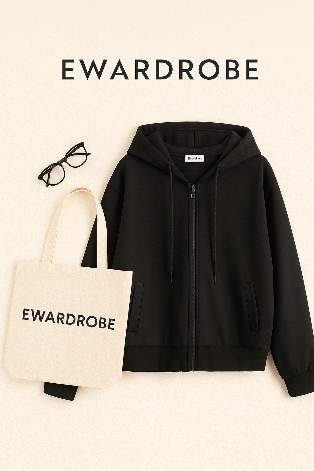Basic Black Zipper Hoodie