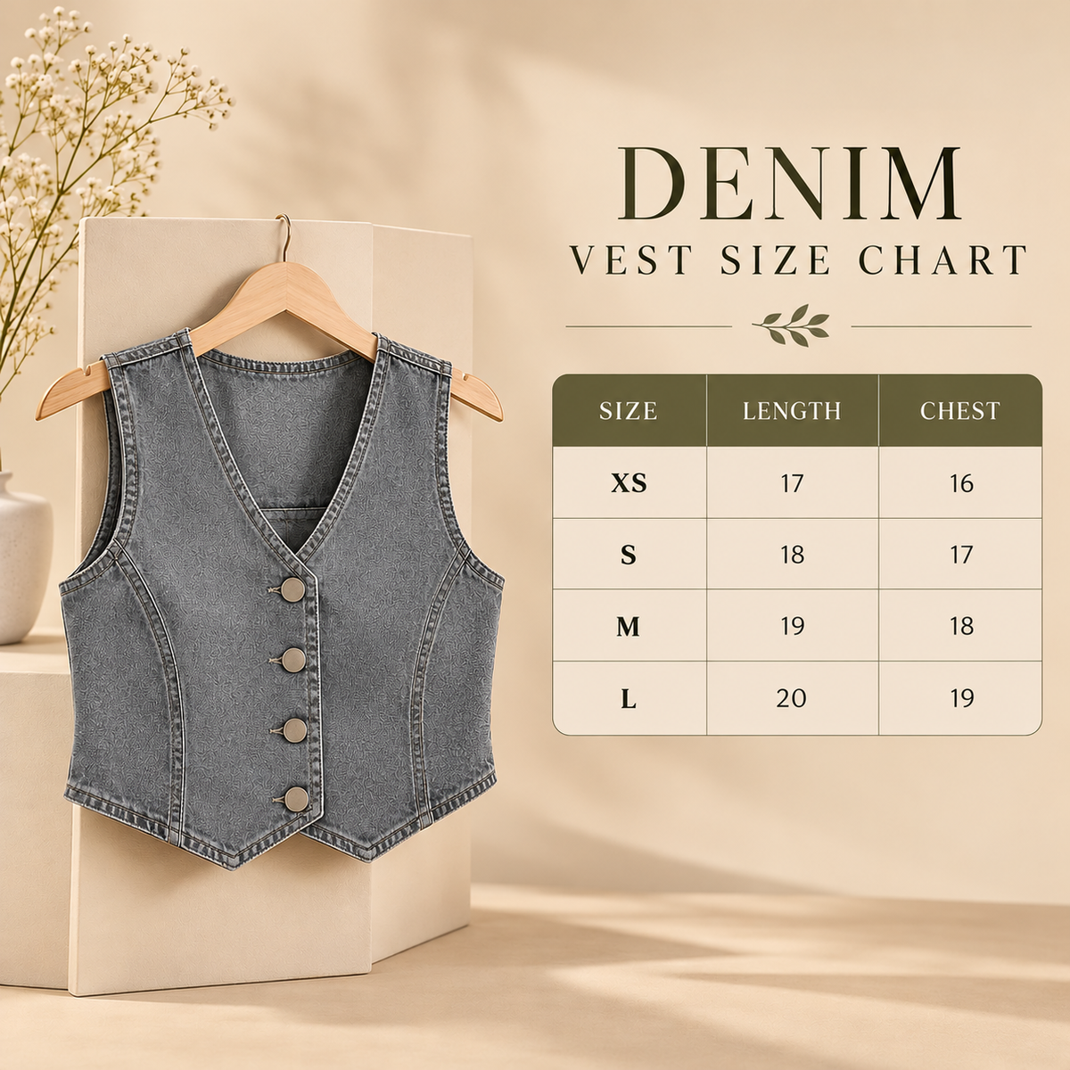 Fitted Denim Vest Ice Blue