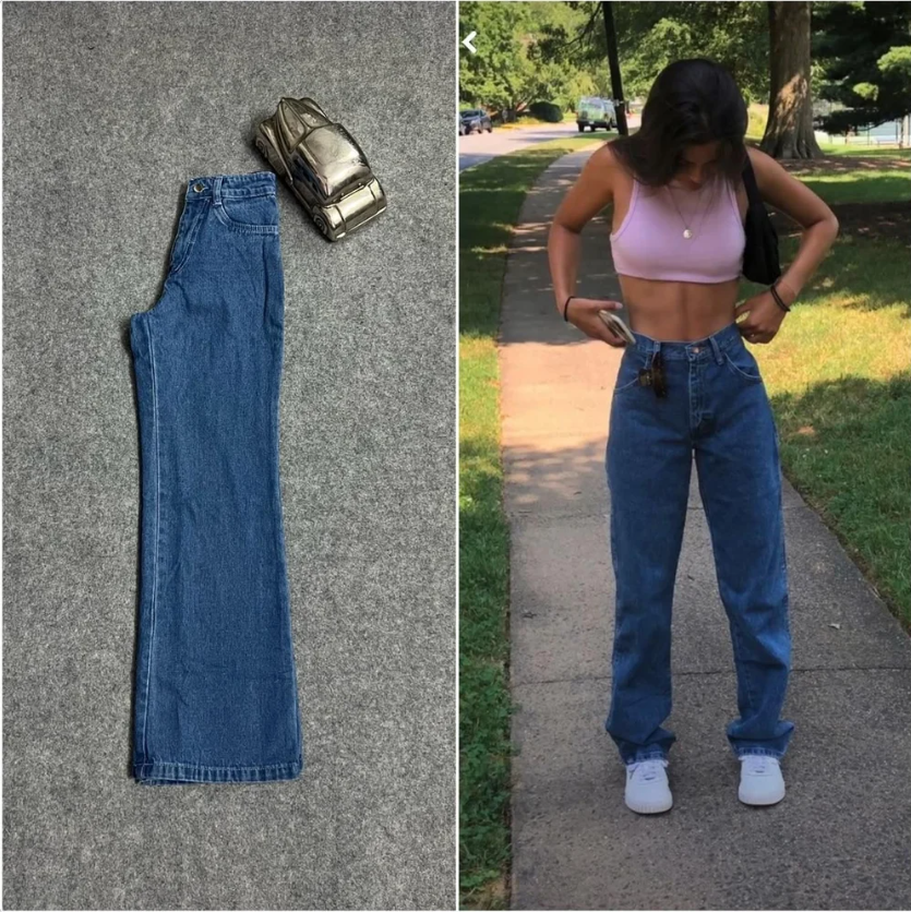 Women Blue High Waist Wide Leg Jeans