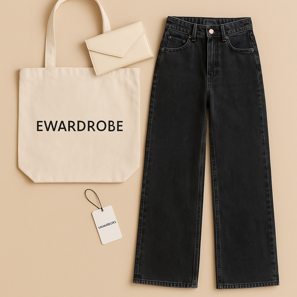 MALAYSIAN BLACK WIDE LEG JEANS