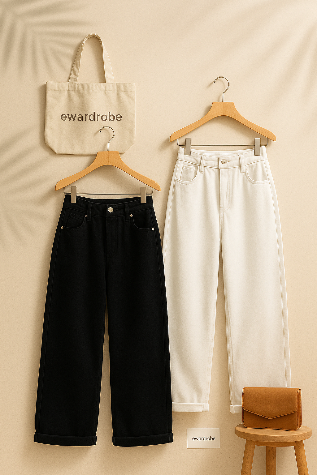 PACK OF 2 WIDE LEG JEANS ( WHITE AND BLACK )