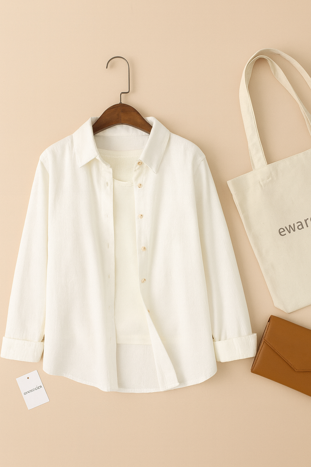 WHITE BUTTON DOWN SHIRT WITH INNER