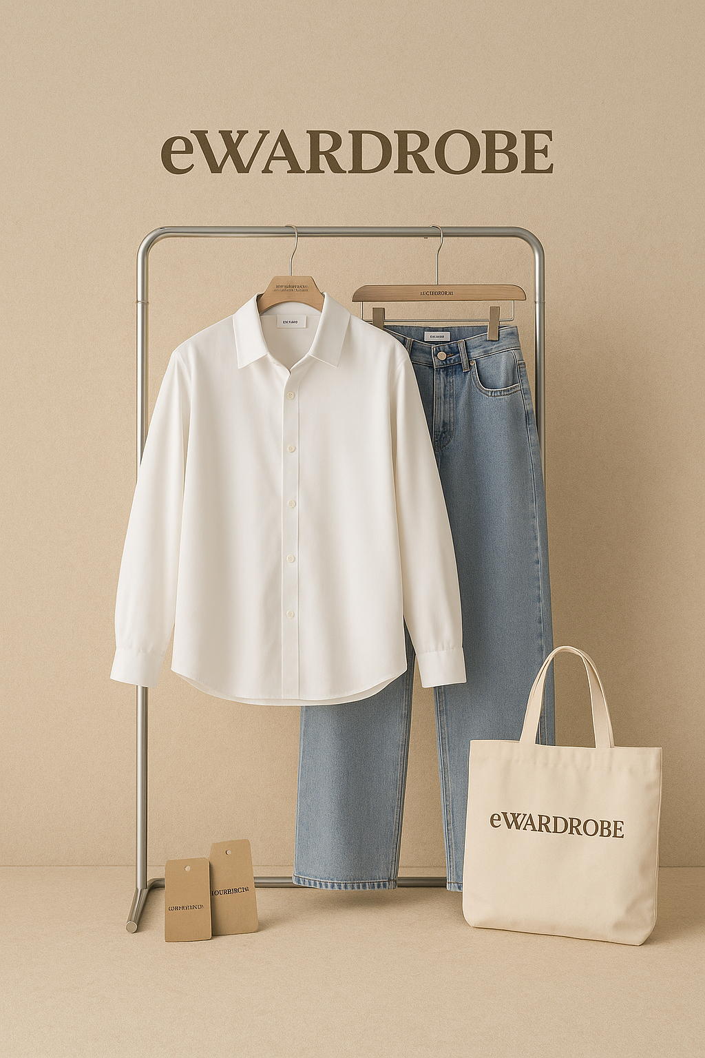 WHITE BUTTON SHIRT WITH ICE BLUE WIDE LEG JEANS COMBO