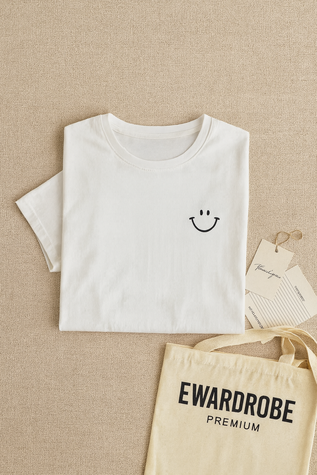 WHITE TSHIRT SMILEY POCKET