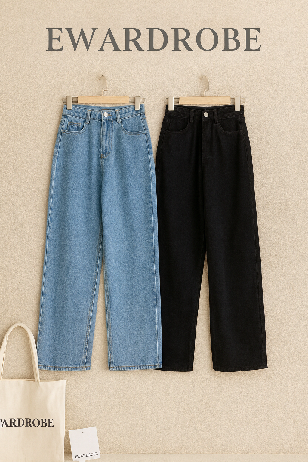 PACK OF 2 WIDE LEG JEANS SKY BLUE AND BLACK