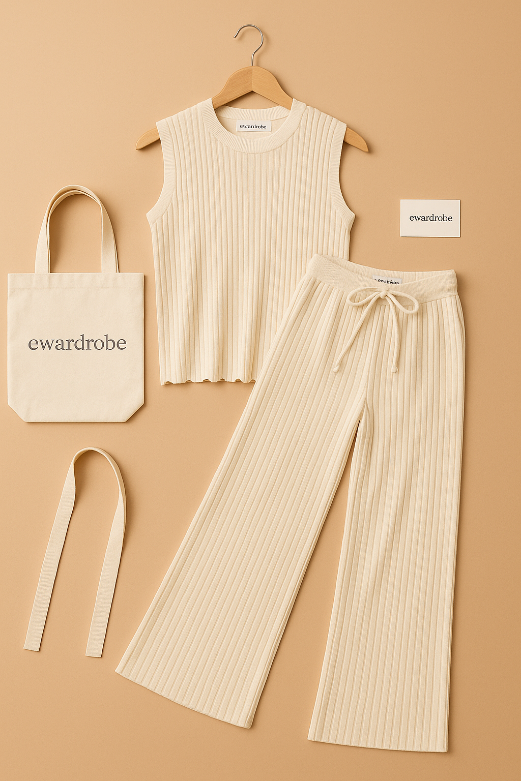 WHITE RIB KNIT TRACKSUIT