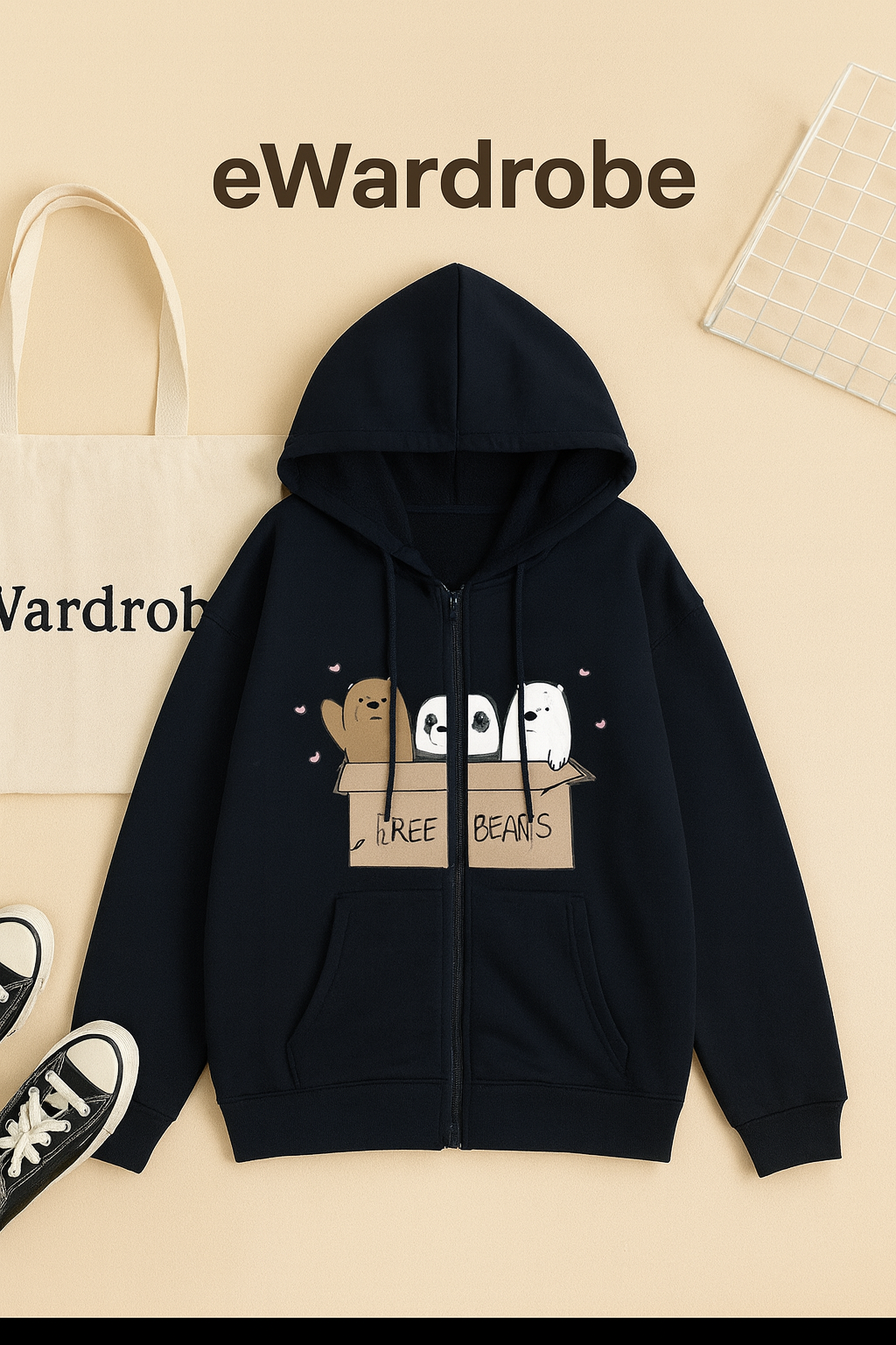 BLACK FREE BEARS HOODIE