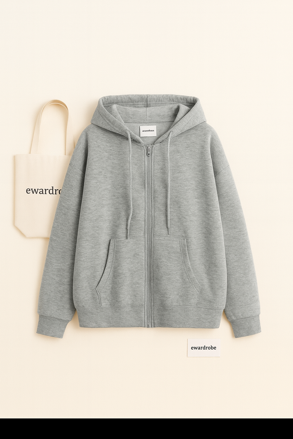 GREY ZIPPER HOODIE