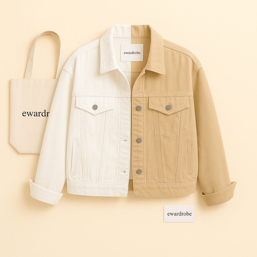 TWO TONE BEIGE WHITE DENIM JACKET