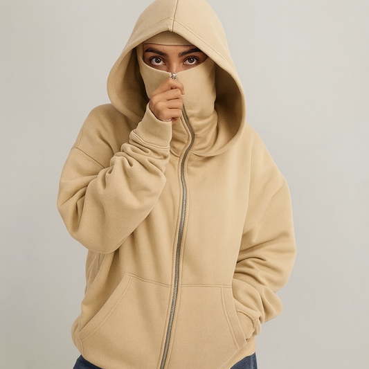 BEIGE NINJA HOODIE-WOMEN