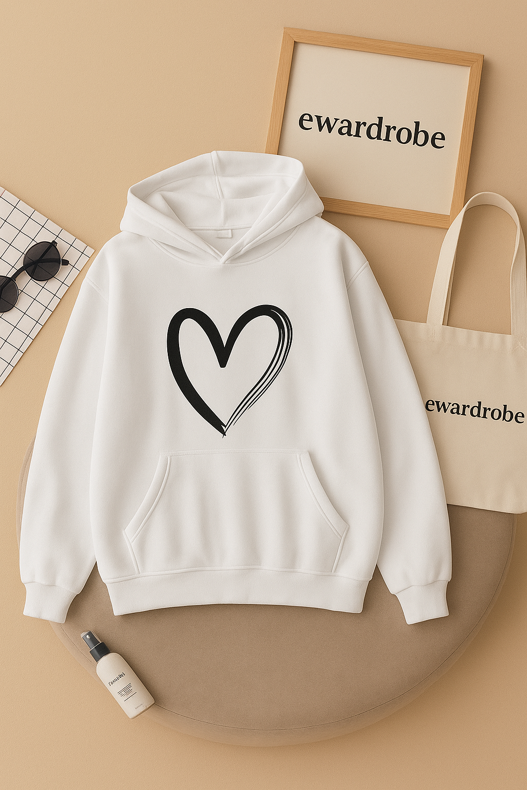 WHITE HOODIE SHREDED HEART