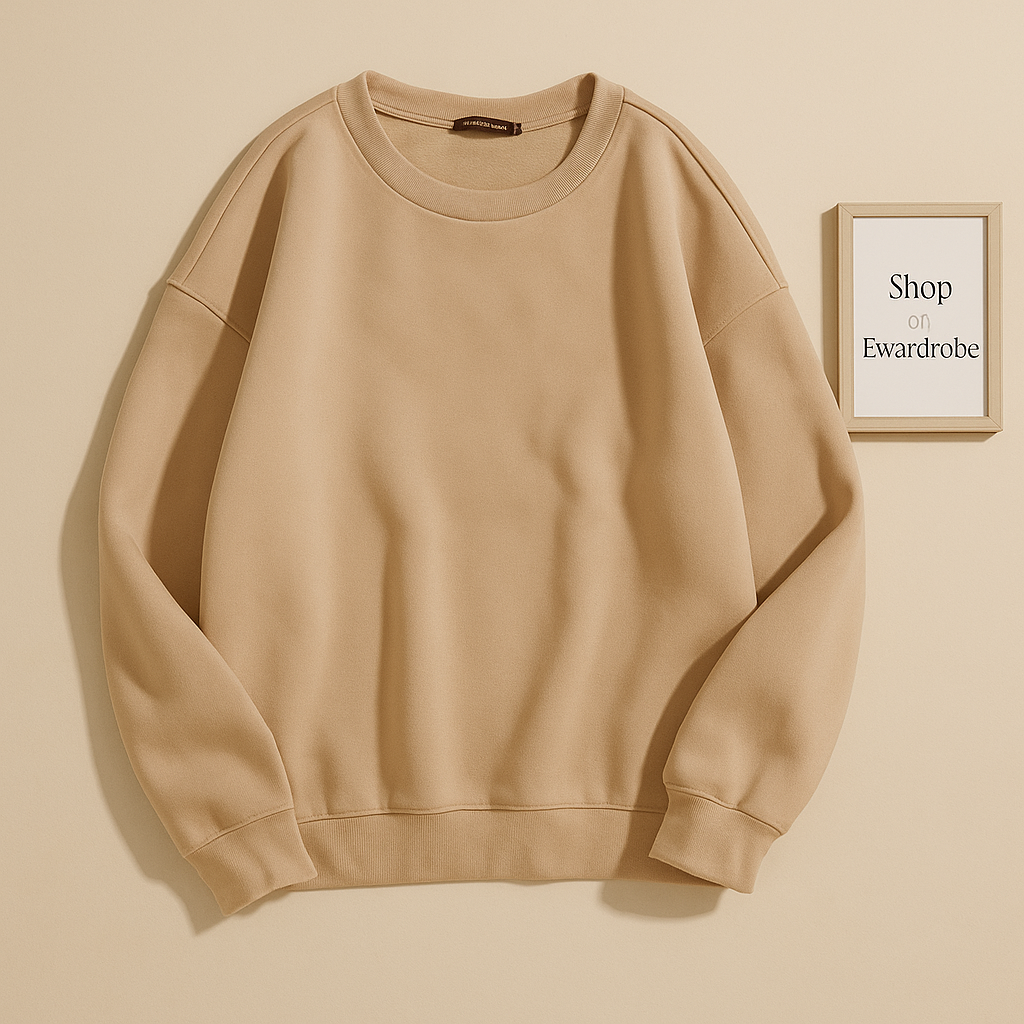 BEIGE PLAIN SWEATSHIRT