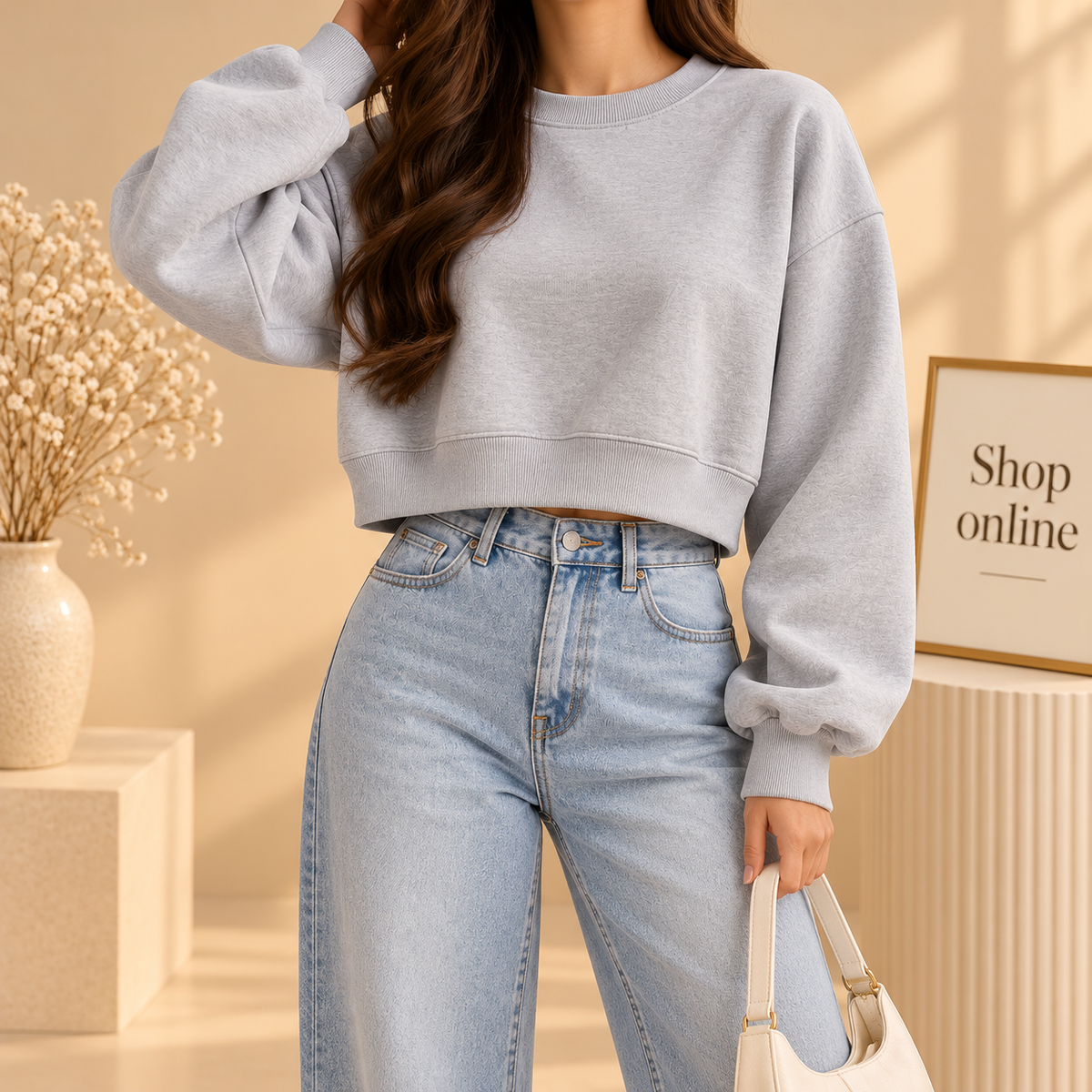 Basic Grey Crop Sweatshirt