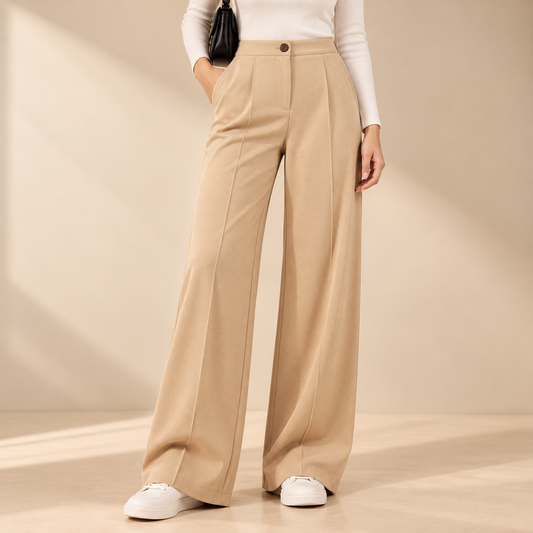 Beige Formal Pant Wide Leg