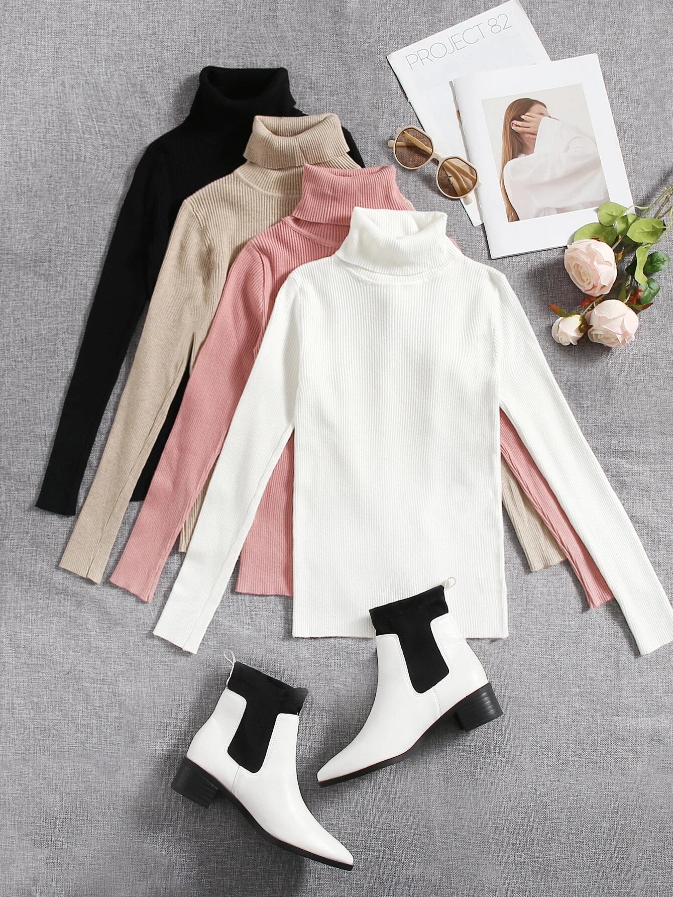 PACK OF 4 HIGH NECKS AVAILABLE ( pink, white , beige black)