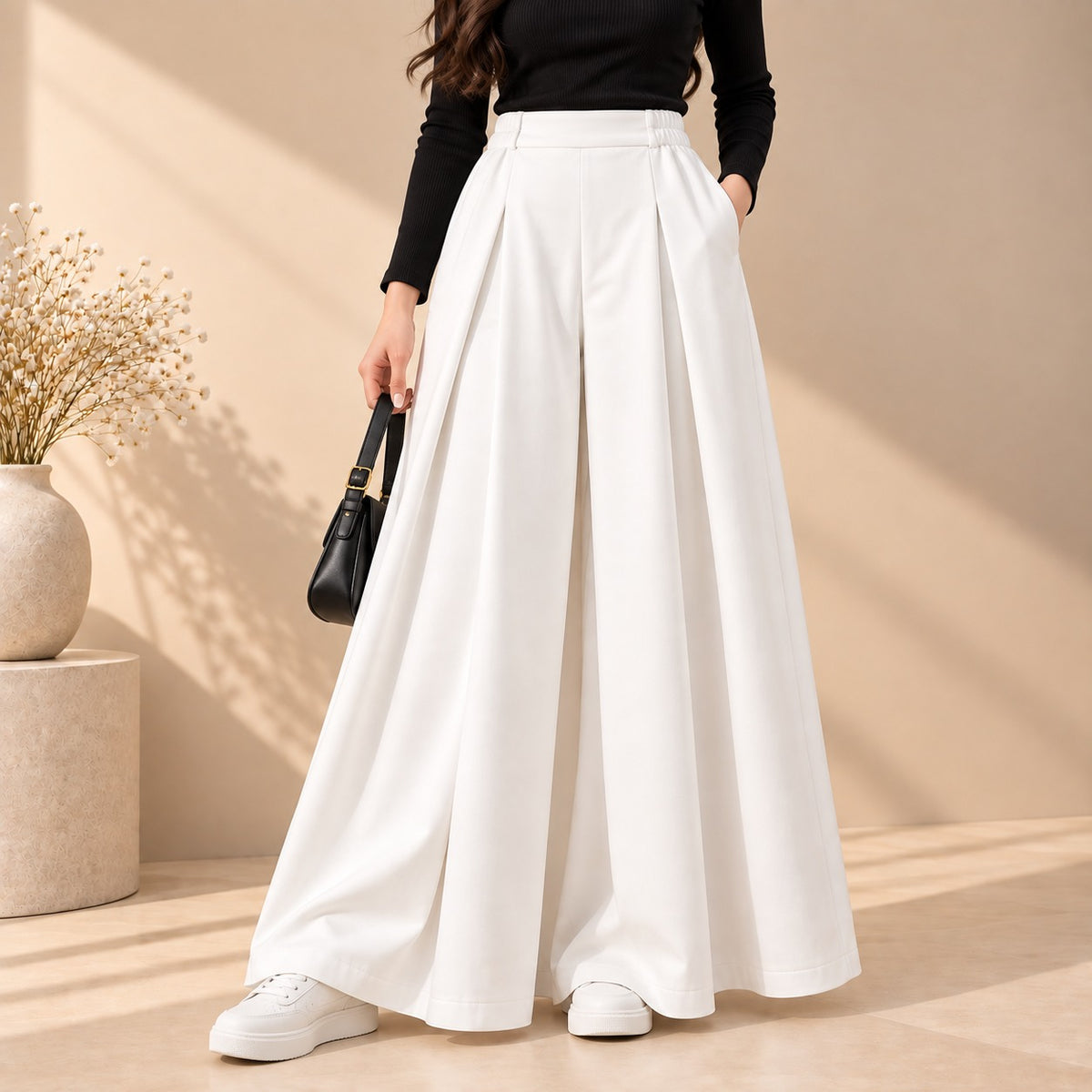White Twill Long Skirt