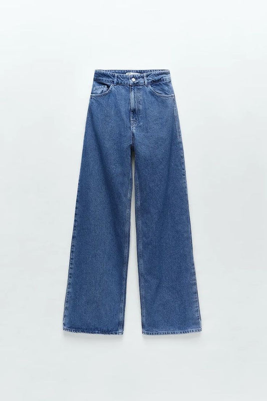 LIGHT MID BLUE WIDE LEG JEANS