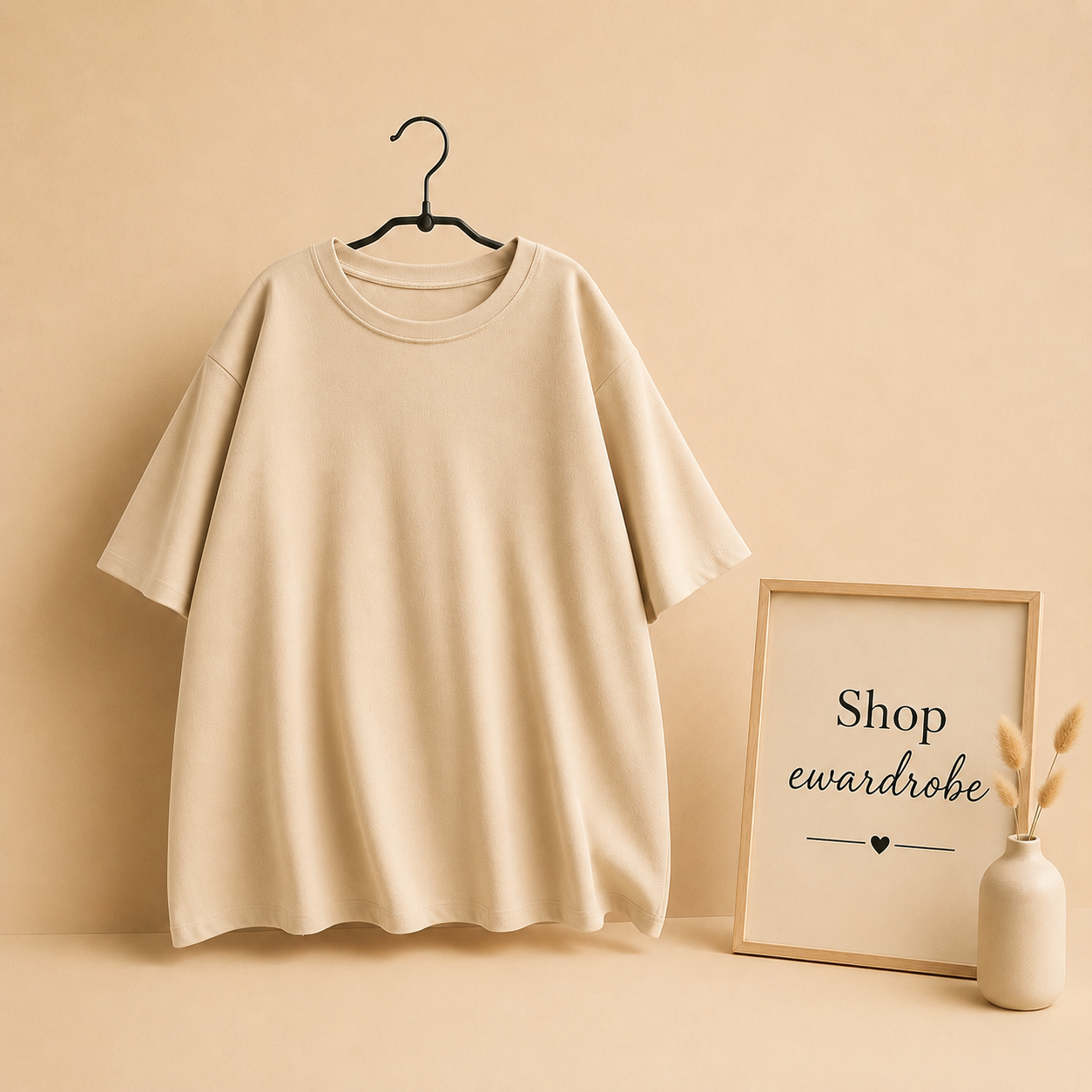 BEIGE DROP SHOULDER TSHIRT