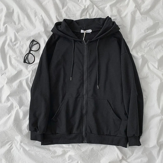 BLACK ZIPPER HOODIE