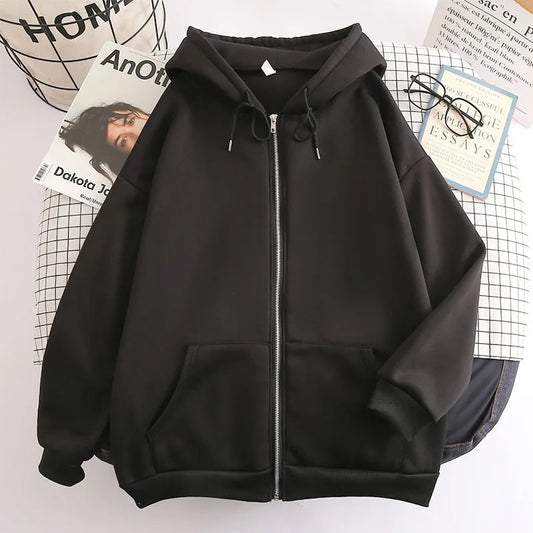 BLACK ZIPPER HOODIE