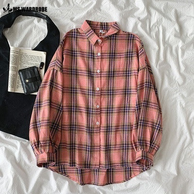 PINK BLACK CHECK SHIRT - teehoodie.co