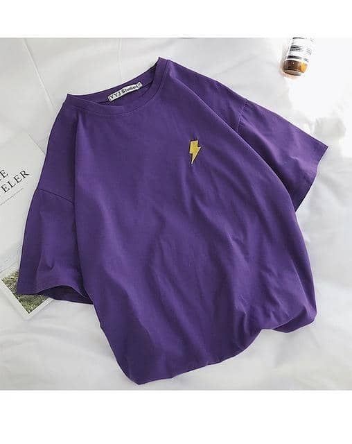 PURPLE TSHIRT THUNDER ON POCKET