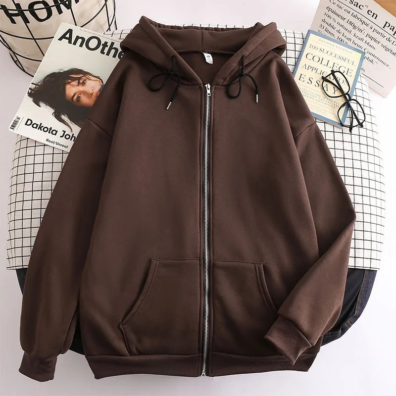 DARK BROWN ZIPPER HOODIE