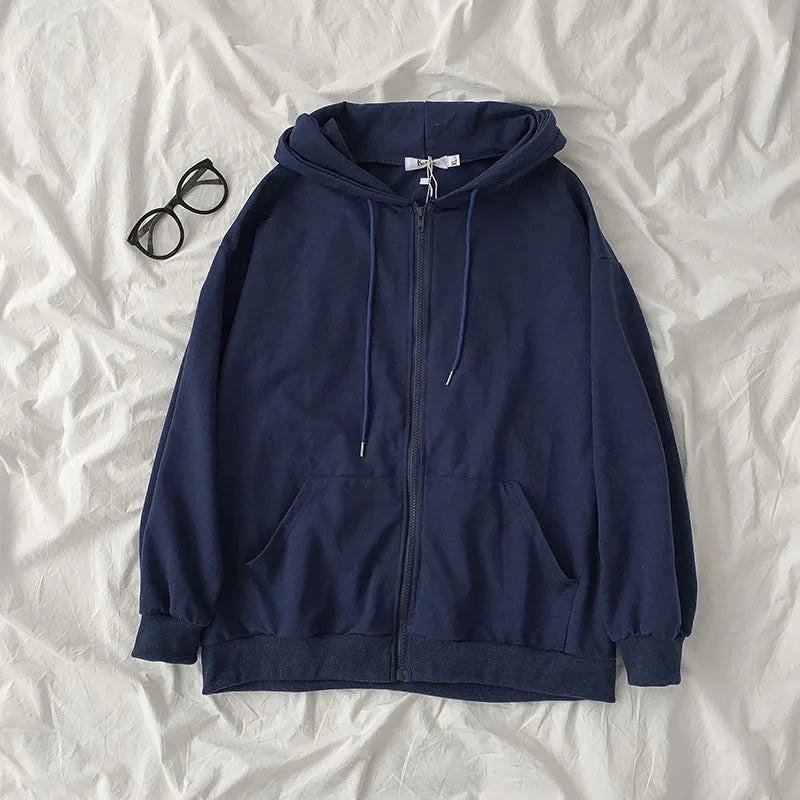 NAVY BLUE ZIPPER HOODIE