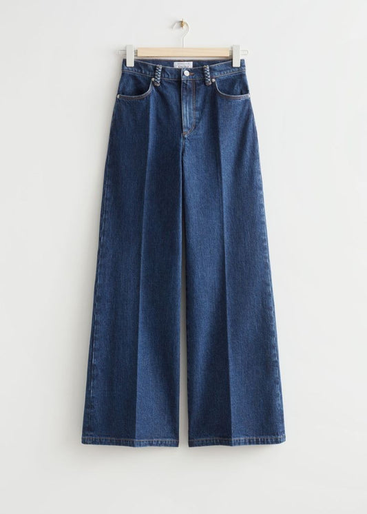 DARK MID BLUE WIDE LEG JEANS