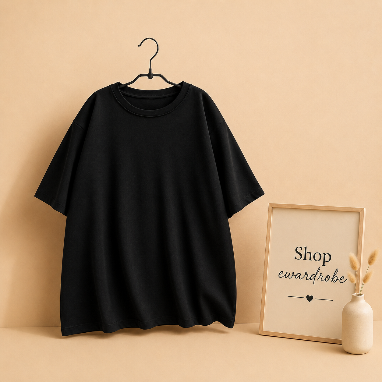 BLACK DROP SHOULDER TSHIRT