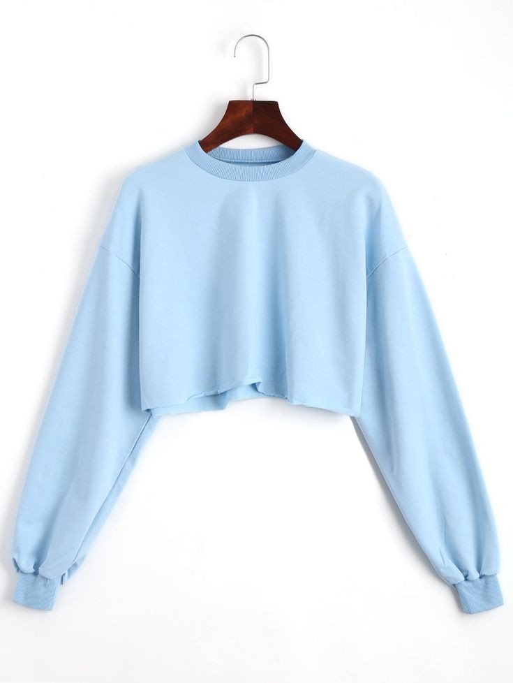 PLAIN SKY BLUE CROP SWEATSHIRT