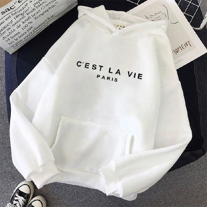 White cest la vie hoodie