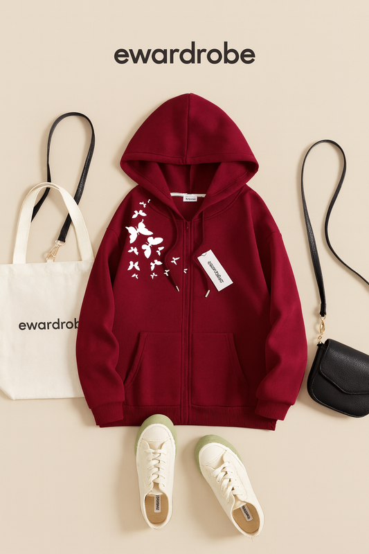 MAROON ZIPPER SHOULDER BUTTERFLY