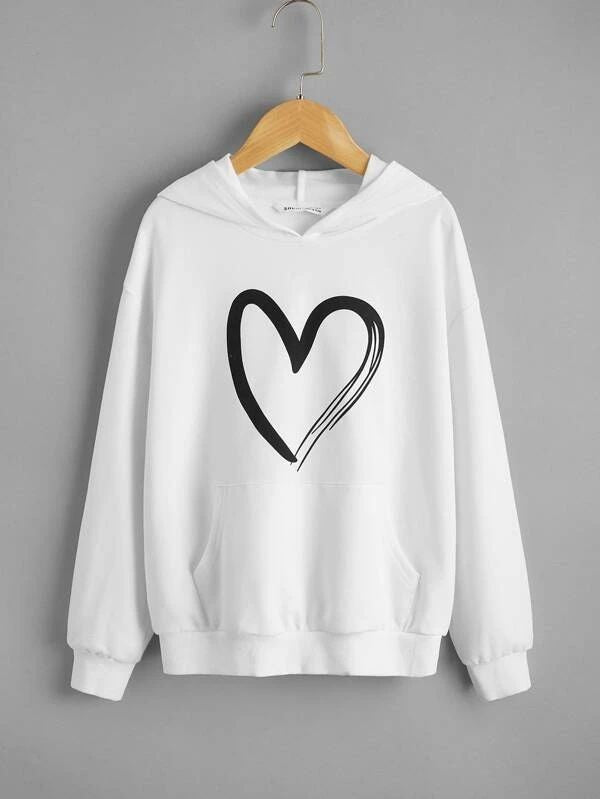 WHITE HOODIE SHREDED HEART