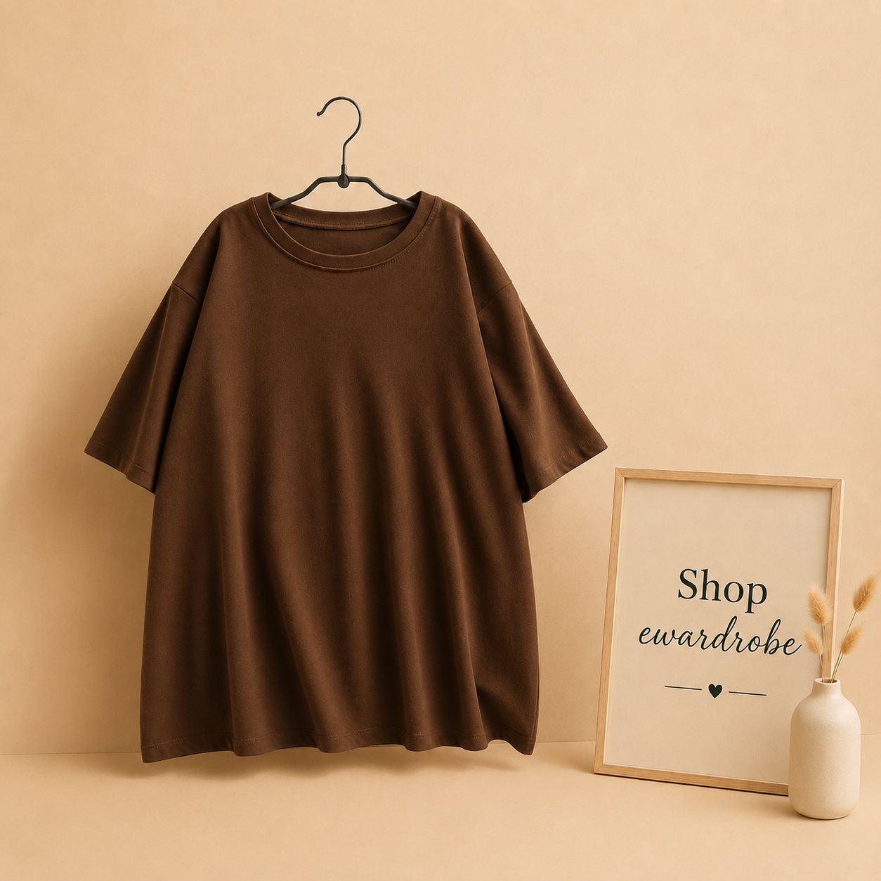 BROWN DROP SHOULDER TSHIRT