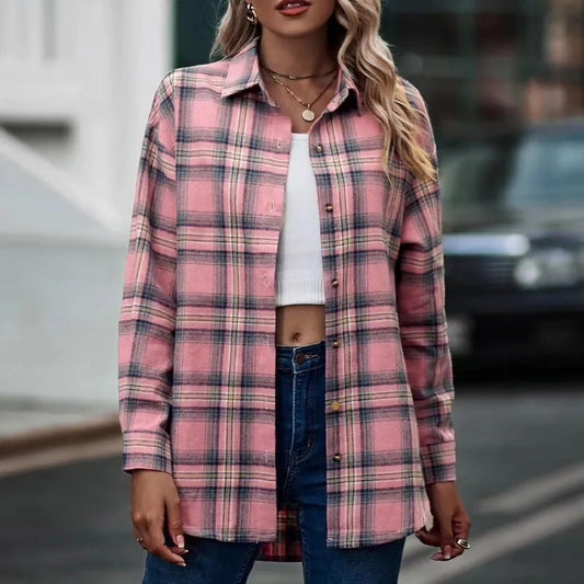 PINK BLACK CHECK SHIRT - teehoodie.co