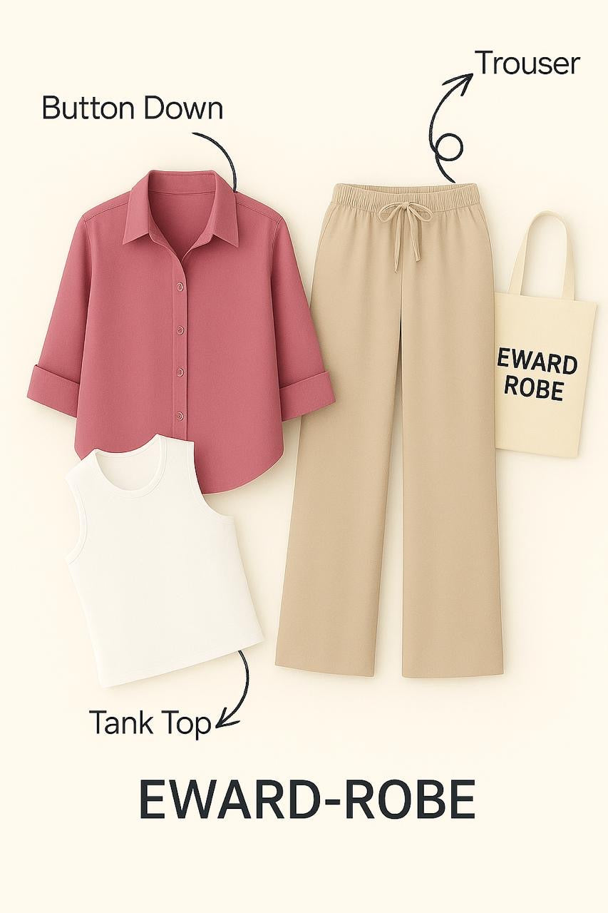 BABY BUTTON SHIRT WITH BEIGE FLAPPER AND WHITE TANK TOP