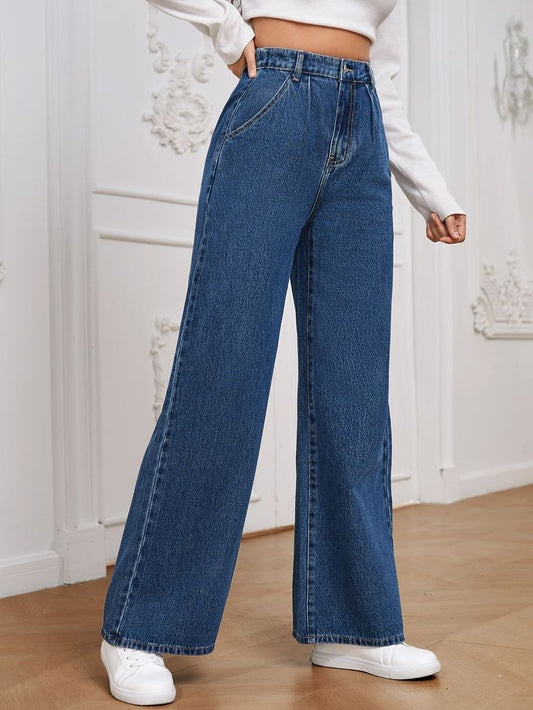 MID BLUE WIDE LEG JEANS