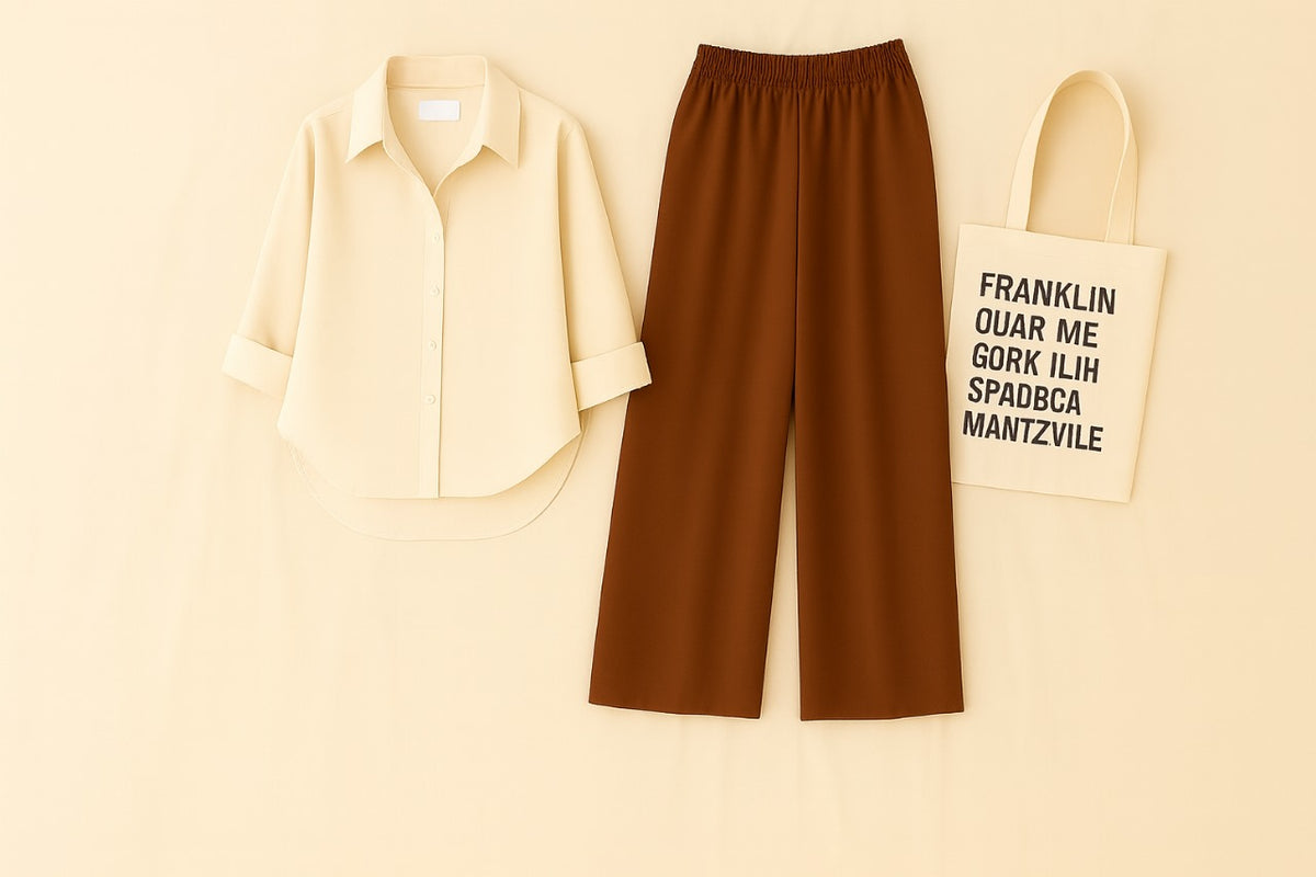 BEIGE BUTTON SHIRT WITH BROWN FLAPPER