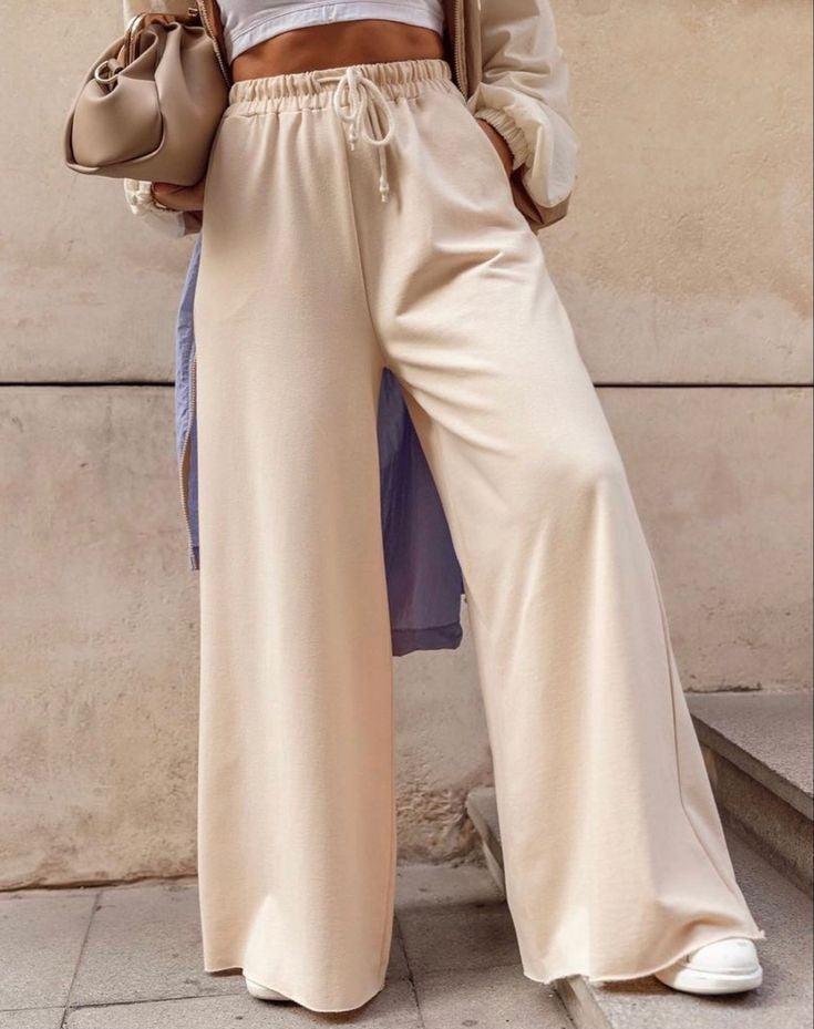 Plain Beige Flapper Trouser