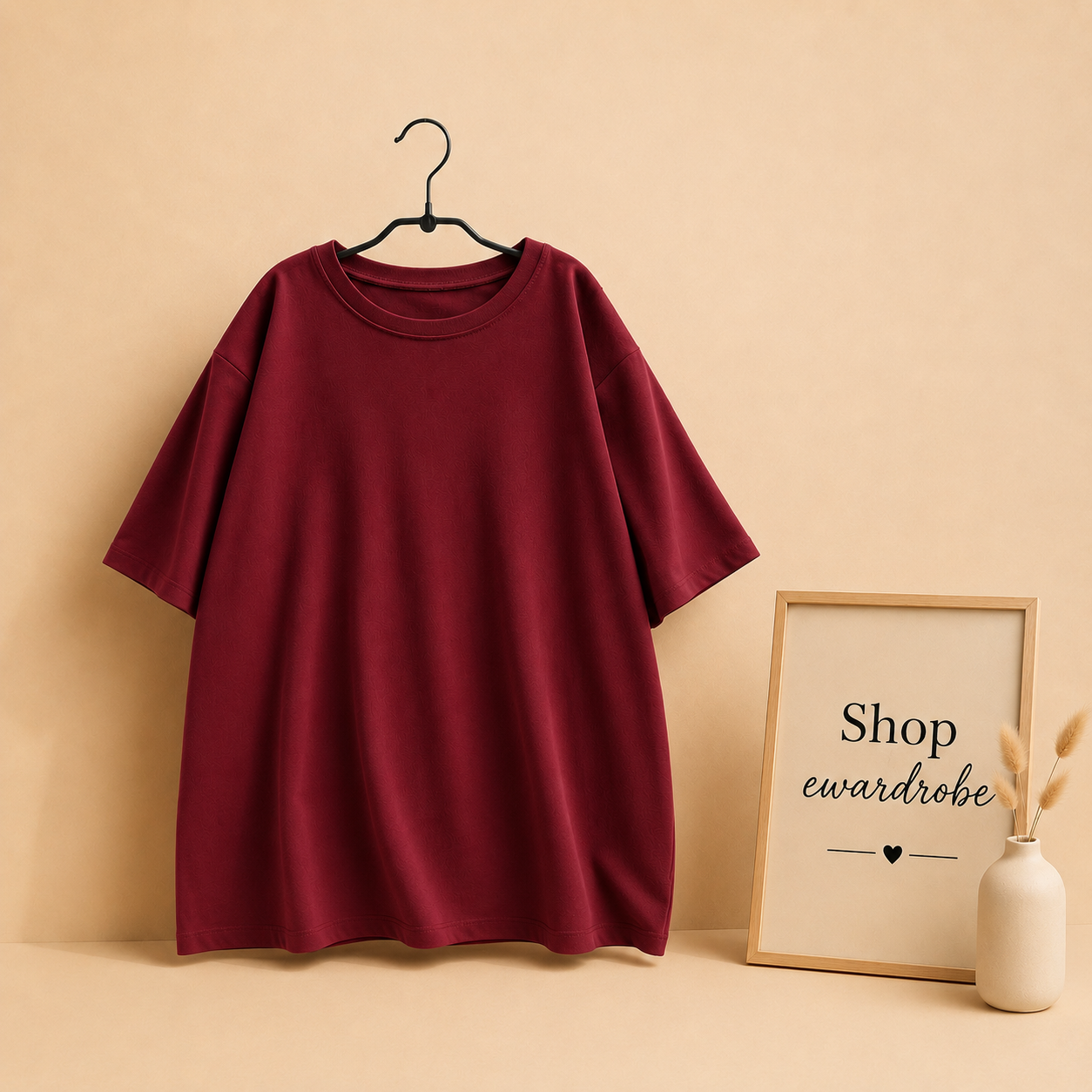 MAROON DROP SHOULDER TSHIRT